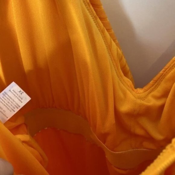 Everyday Sunday Women Yellow One-Piece Ruffle Ribbed Swimsuit Plus Size 3X - Picture 8 of 13